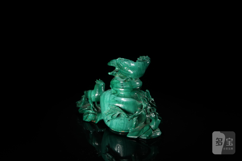 民国 孔雀石雕花鸟摆件 - 图3
